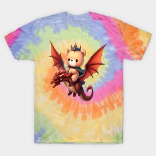 Cute Bear King Riding a Dragon Kawaii T-Shirt